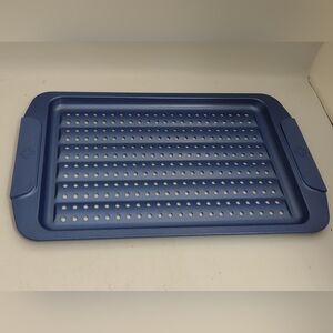 Blue Nonstick 10-Inch x 16-Inch Nonstick Oven Bake Crisper Pan    Blue Nonstick